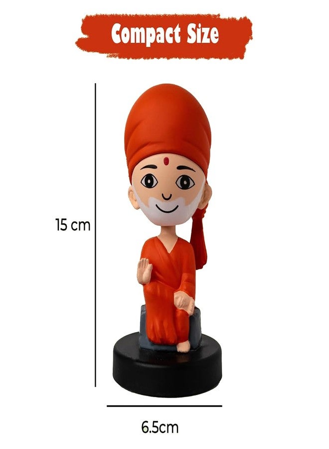 Techpro Super Hero Action Figure Limited Edition Bobblehead with Mobile Holder for Car Dashboard, Office Desk & Study Table (TP-Bobble Head Sai Shirdi Baba) - Image 3